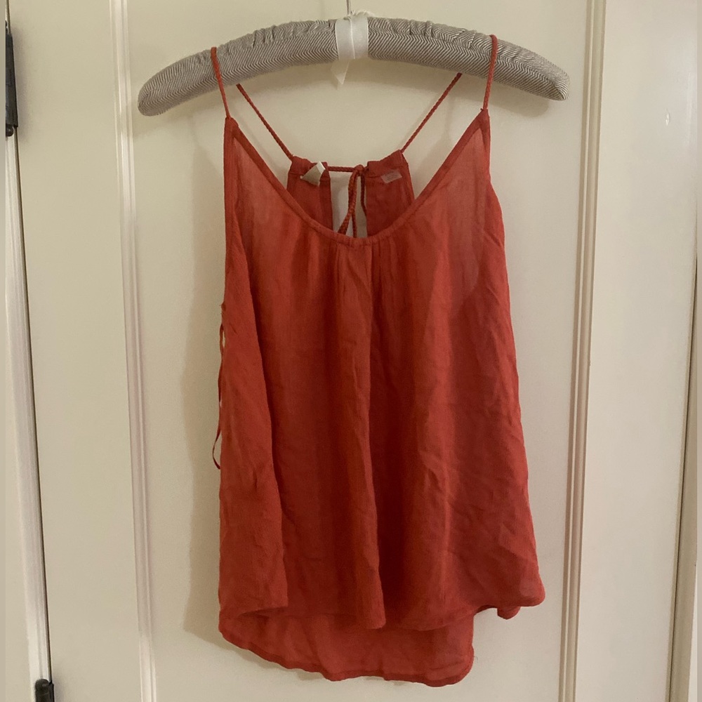 ROXY Small brick orange viscose halter tank